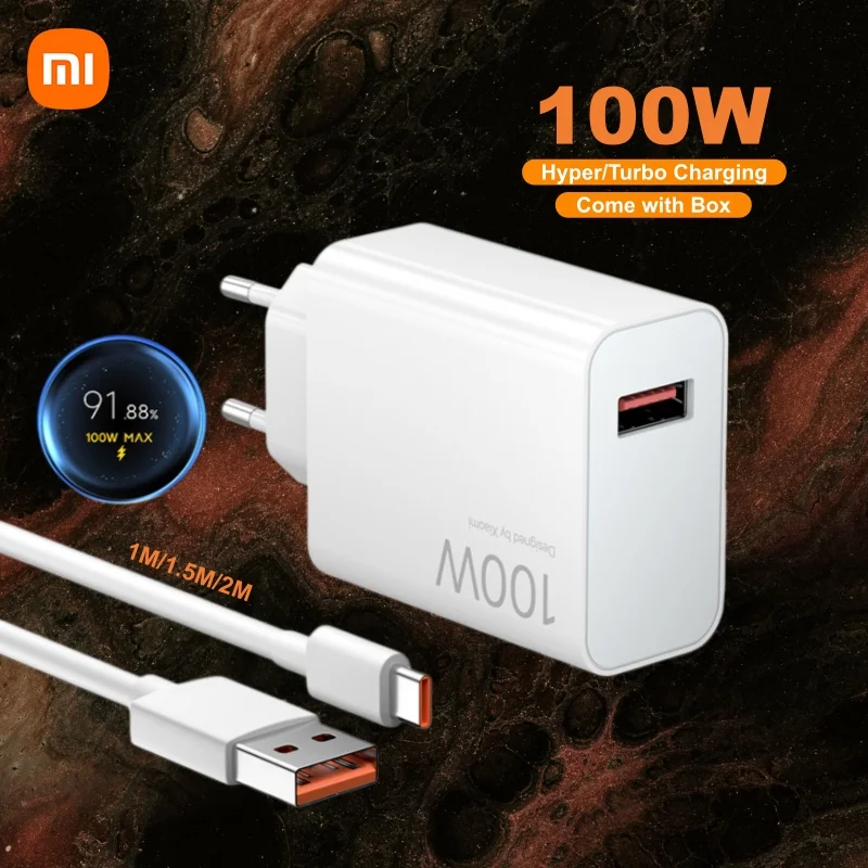 Original 100W 90W Xiaomi Charger EU Turbo Fast Charger USB Adapter for Xiaomi 17 Pro Max POCO X7 X8 F7 F8 Pro Ultra Type C Cable 1