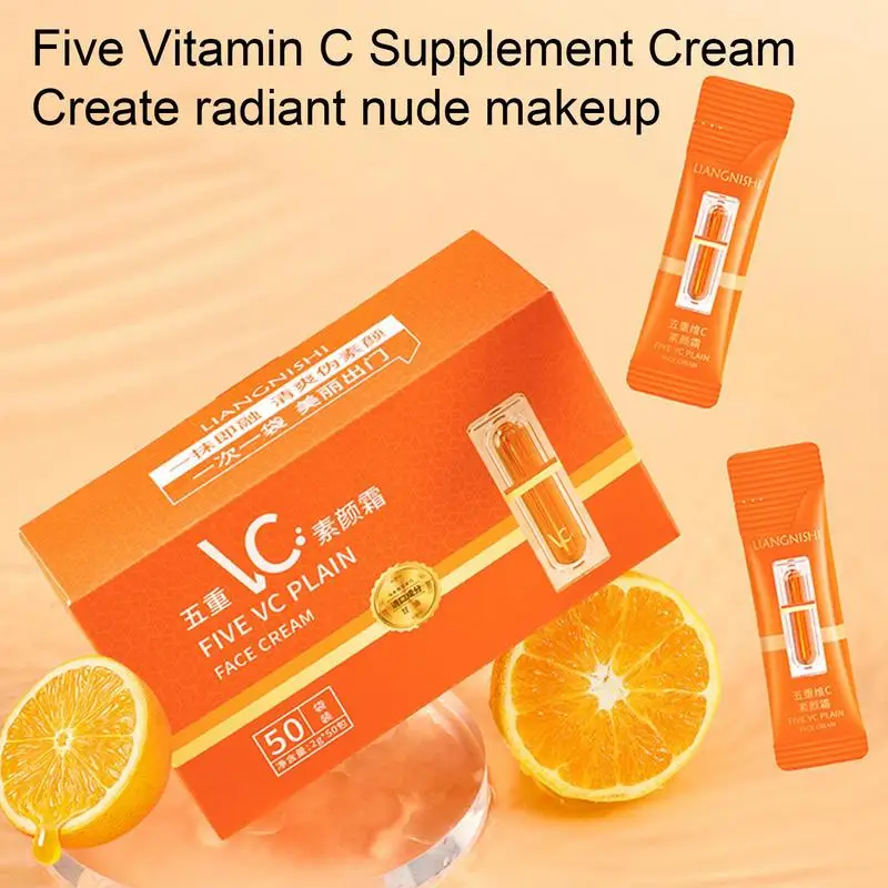 1 box Vitamin C Face Cream Whitening VC Five Tone Up Moisturizer Anti Aging Pimple Wrinkle Spots Remover Brightening Skin Care