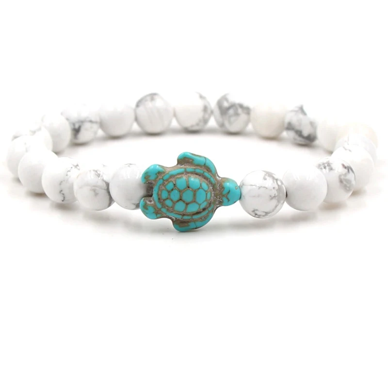 Bracciale di perline di tartarughe marine di venda caldo Bracciale elasticizzato elastico con teschio turchese Donna Uomo Amicizia Regali di gioielli da spiaggia estiva