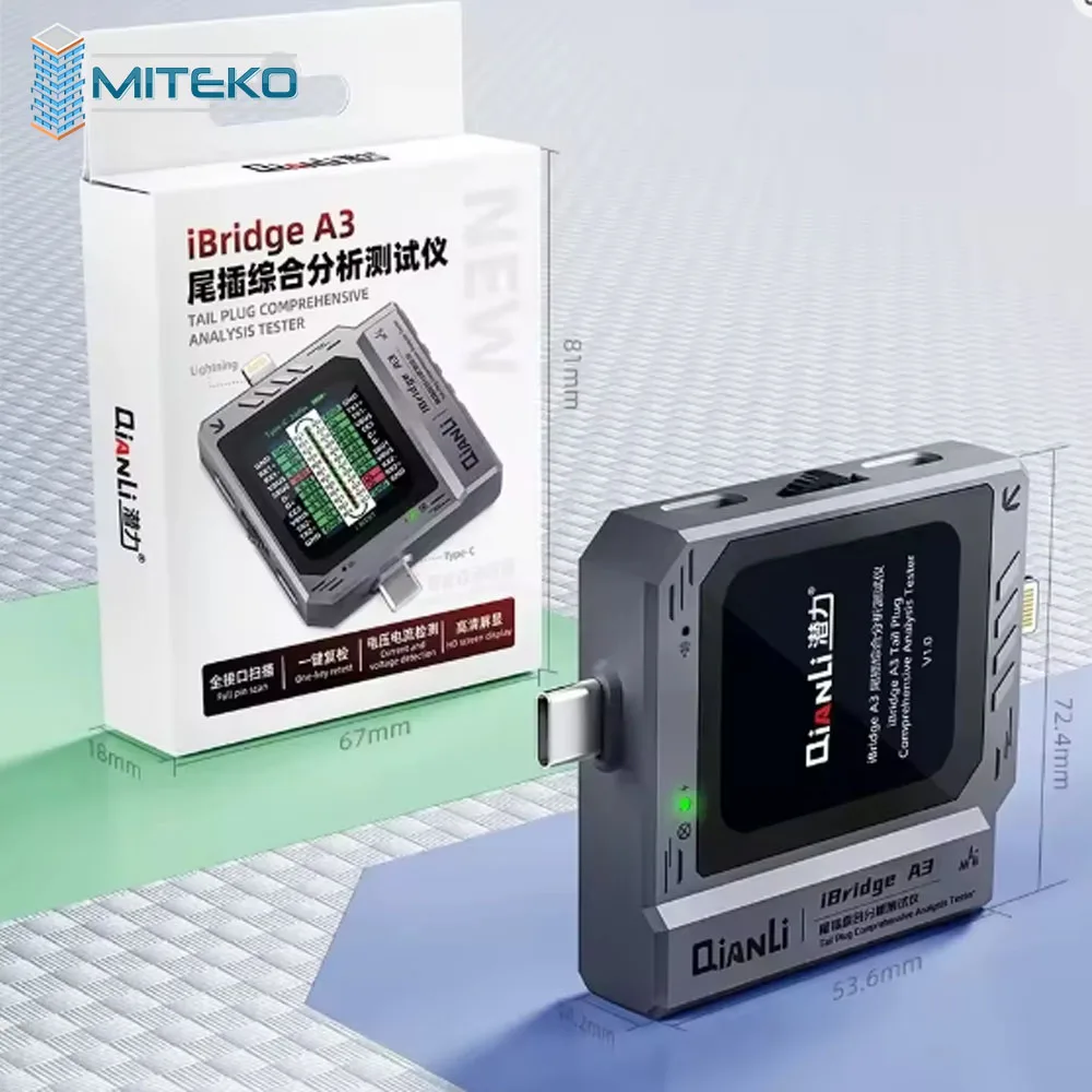 치엔리 iBridge A3 테일 플러그 테스터 종합 분석 타입-C 라이트닝 인터페이스 자동 스캔 휴대폰 안드로이드 진단 도구