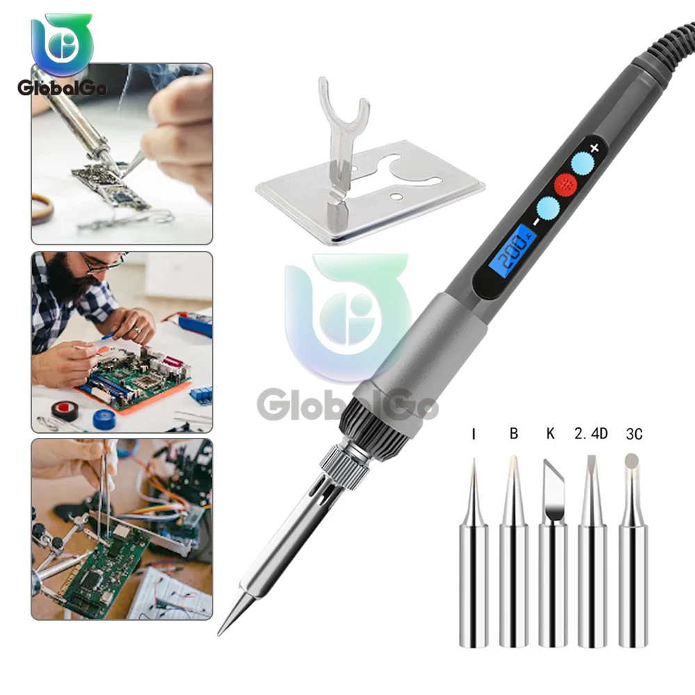 

60W LCD Electric Soldering Iron Digital Display Adjustable Temperature 220V / 110V Welding Solder Desoldering Repair Tools Kit