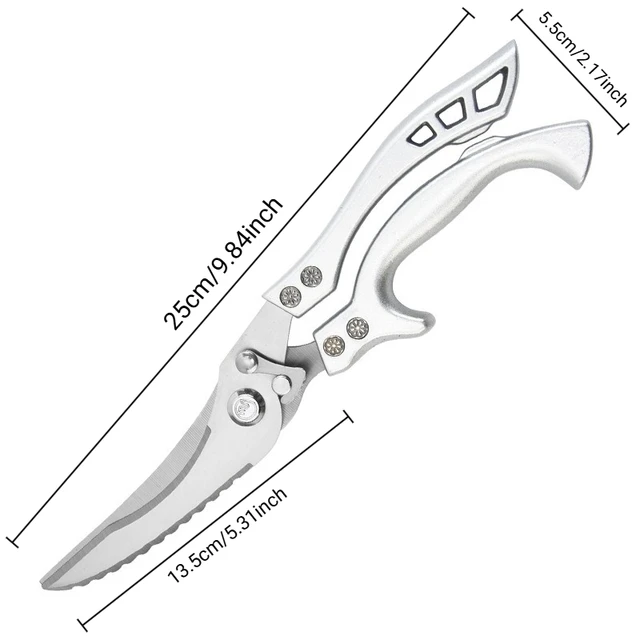 กรรไกรครัวสำหรับงานหนัก กรรไกรอาหารสแตนเลสอเนกประสงค์สำหรับตัดกระดูกปลาสัตว์ปีก ดีไซน์ปลอดภัยสำหรับเครื่องล้างจาน 6