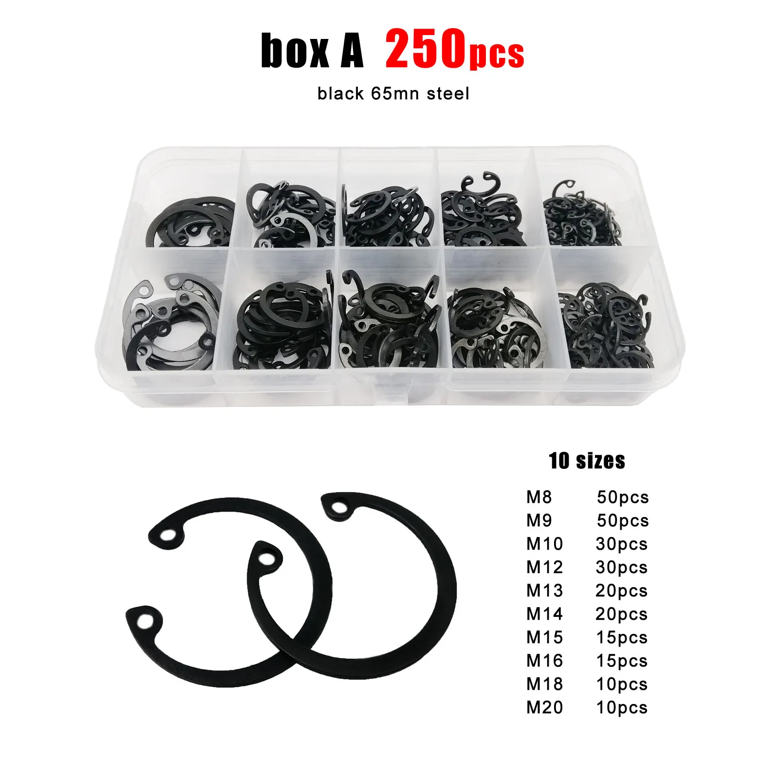 1 Box M8-M24 GB893 304 Stainless Steel Black Steel C Type Internal 
