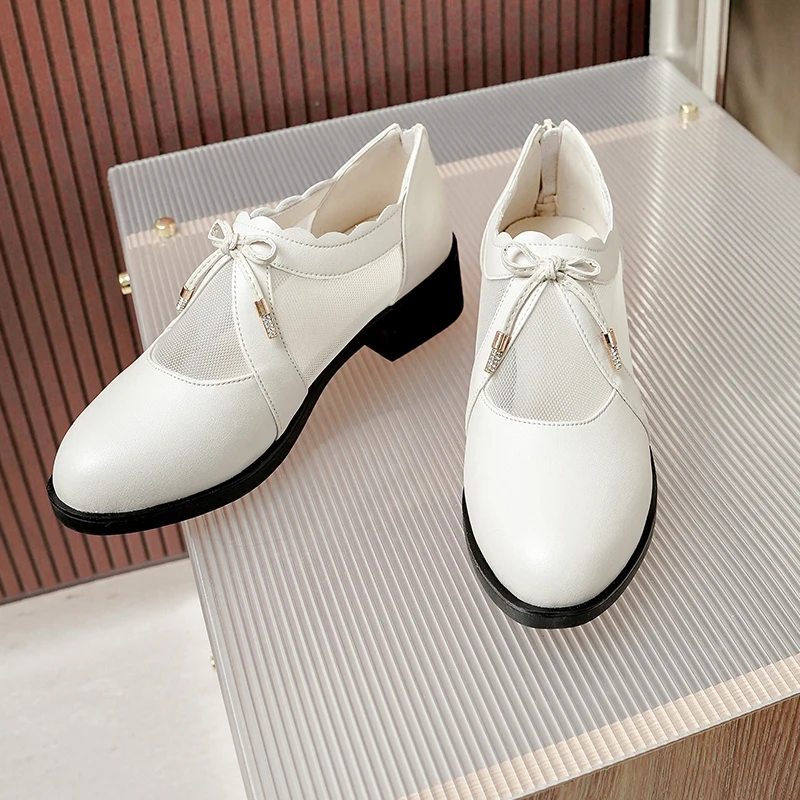 DIMANYU Female Sandals Genuine Leather 2024 New Medium Heel Women's Sandals Fashion Mesh Large Size Mom Shoes