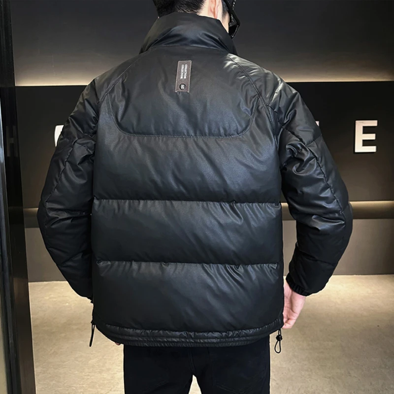 Men's padded Clothing Autumn Winter Solid Color White Duck Down Thickened Warm Outdoor Travel Stand Collar Coat Men Down Jacket