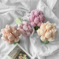 3D tulip bouquet silicone mold DIY flowers aroma candles plaque ornament handmade gift soap candle wedding gift 3