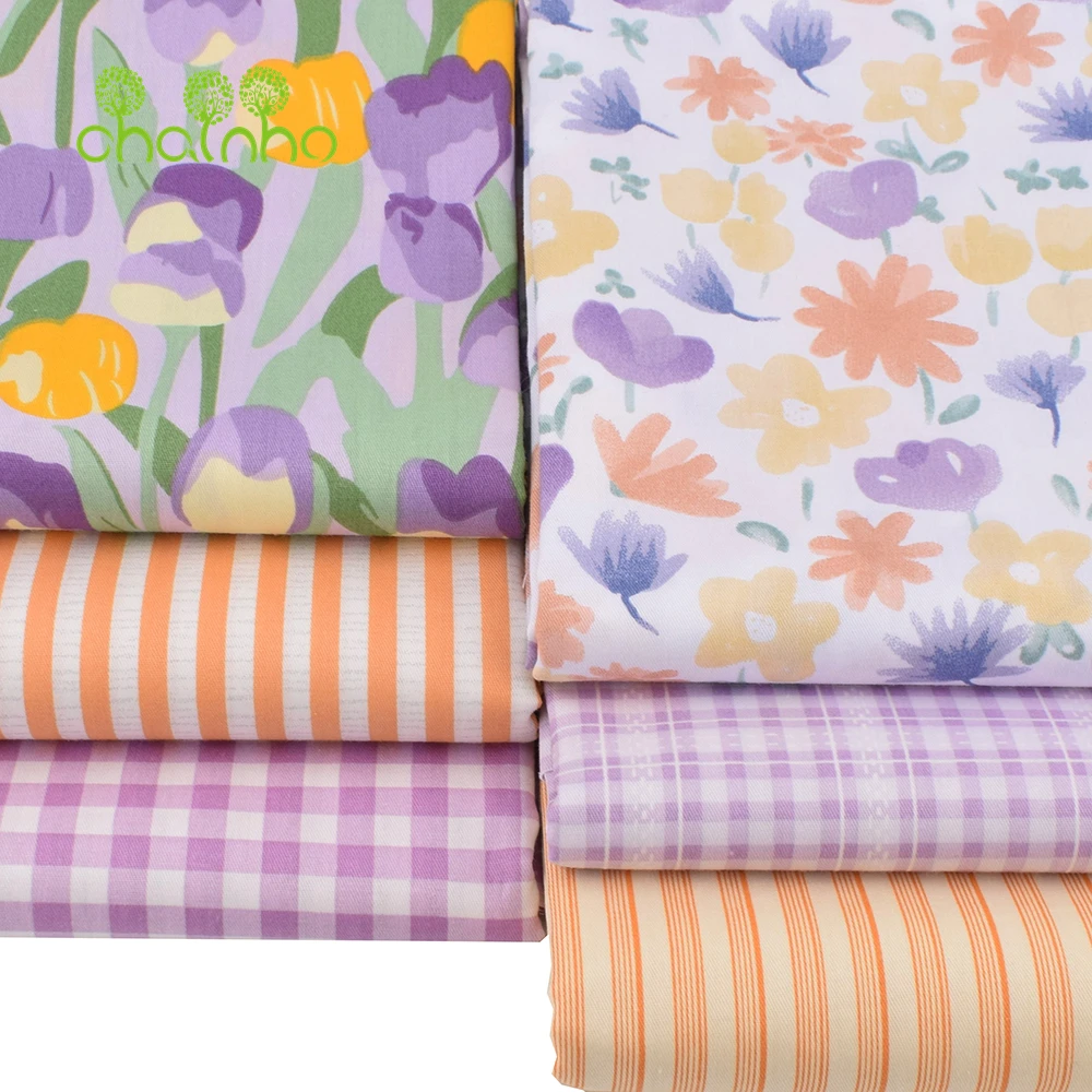 Chainho,Printed Twill Weave Cotton Fabric,DIY Quilting Sewing Material,Home Handmade Textile,Patchwork Cloth,5 Sizes,25C11