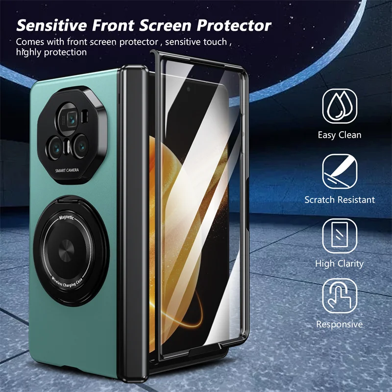 Matte Solid Color Shockproof Phone Case with Holder and Hard Shell Protection