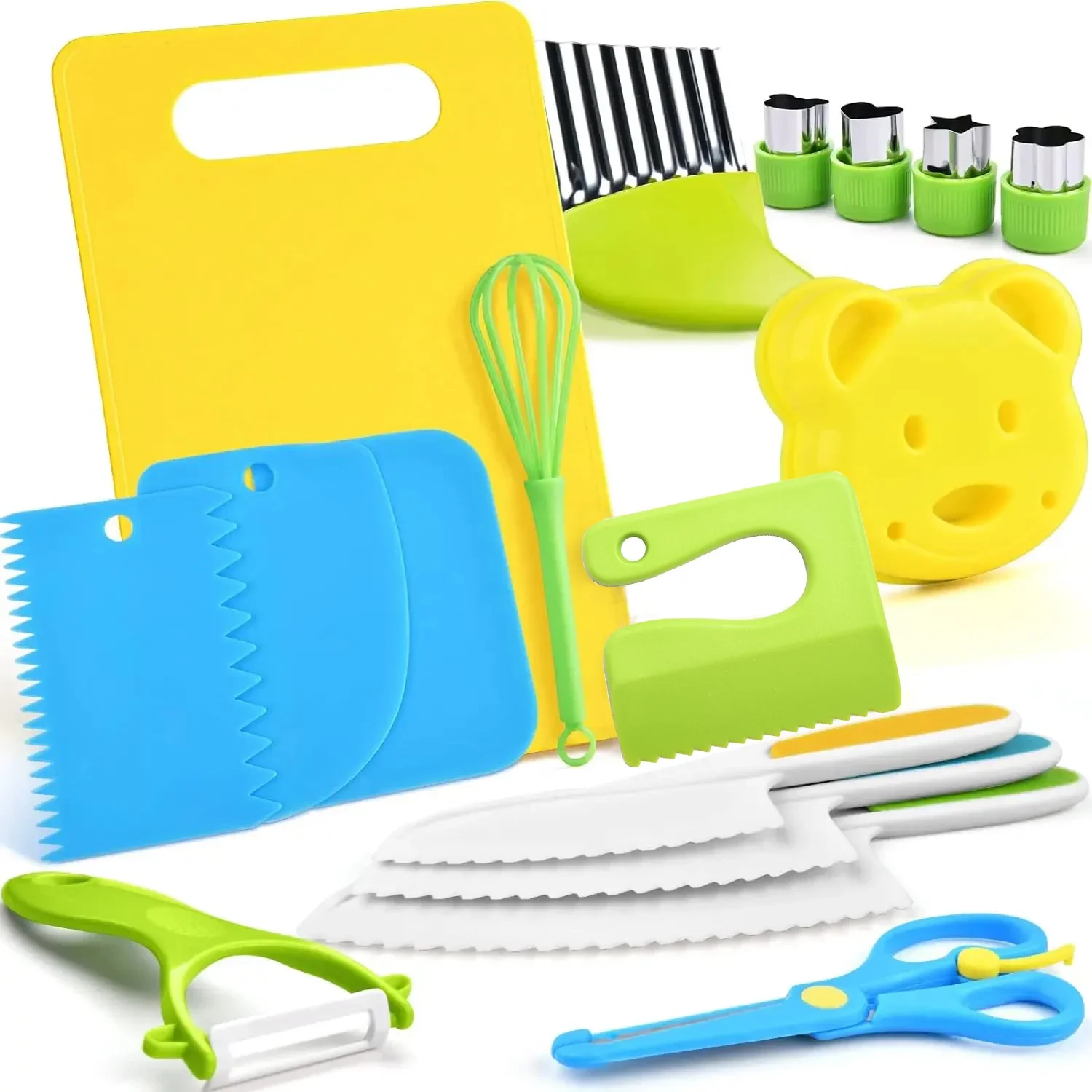 Kitchen knives fruit vegetable peeler 13 Pcs Montessori Kitchen Tools for Toddlers-Kids Cooking Sets Real-Toddler Safe Knives Set Knife Peeler Cooking with Plastic