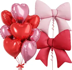 Romantic Heart - shaped Bow Balloons for Celebrations and Special Occasions (10PC)