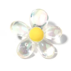 Colorful Acrylic Flower Beads - 5 - Piece Set for Jewelry Crafting & DIY Accessories (Transparent)