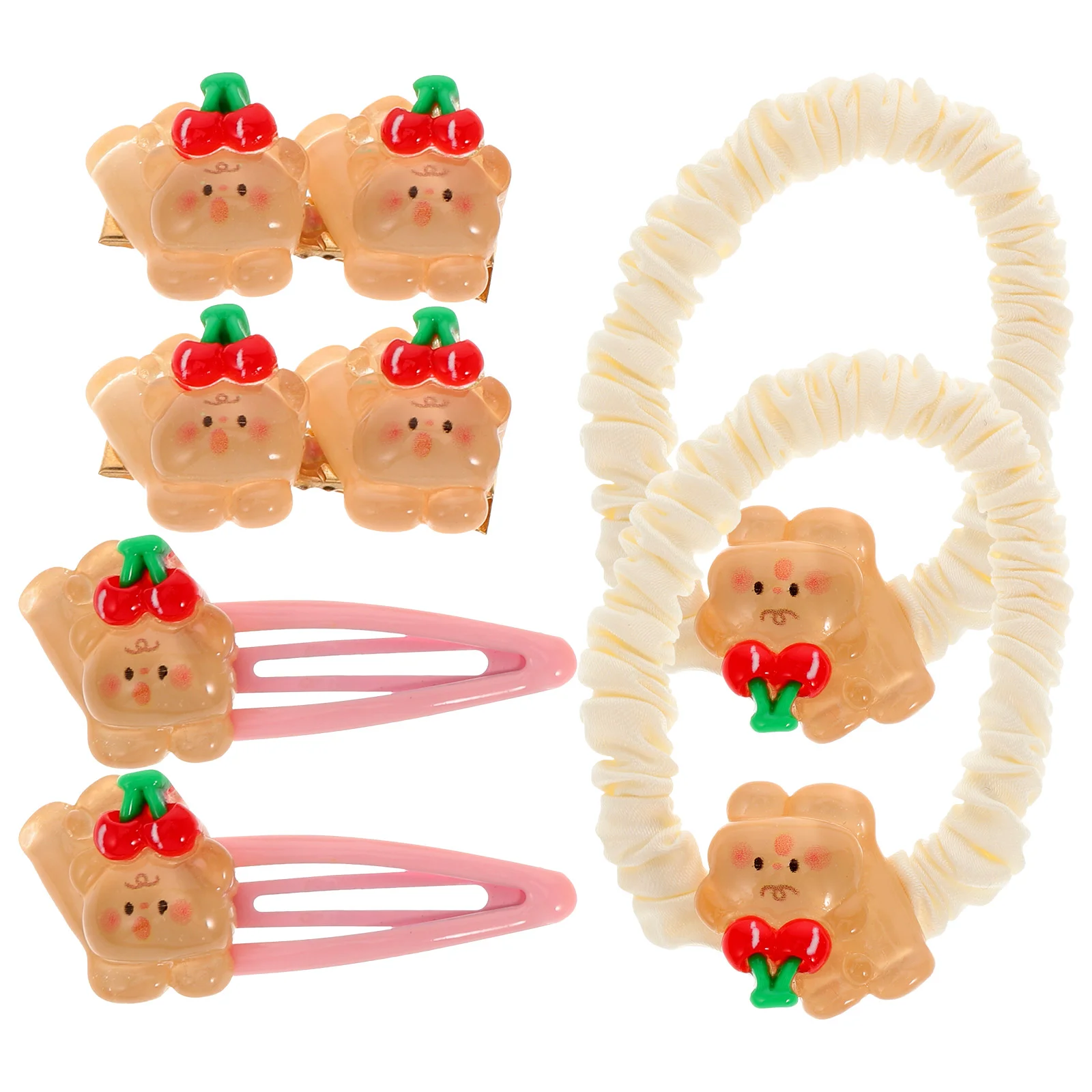 

6Pcs Fashion Bear Hair Clip Hair Barrettes Hair Ropes Rings for Women Girls Kids