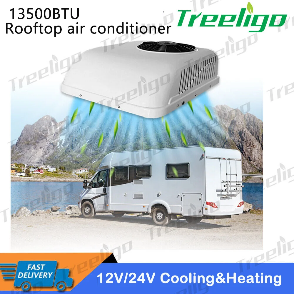 

Treeligo Heating&Cooling Electric Car Truck rooftop Parking Air Conditioner 12V/24V For Camper RV Motorhome Caravan Tractor
