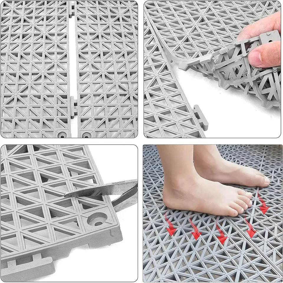 Interlocking Non Slip Rubber Bathroom Floor Tiles
