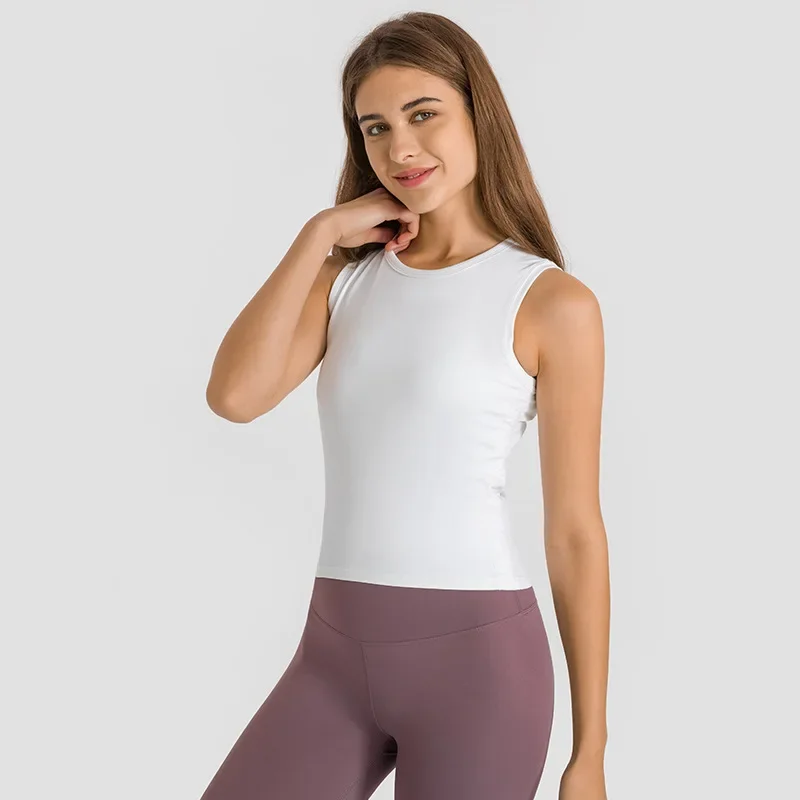 

The same All lt Takes women's sports vest side fold waist simple elastic Lulu yoga clothes.