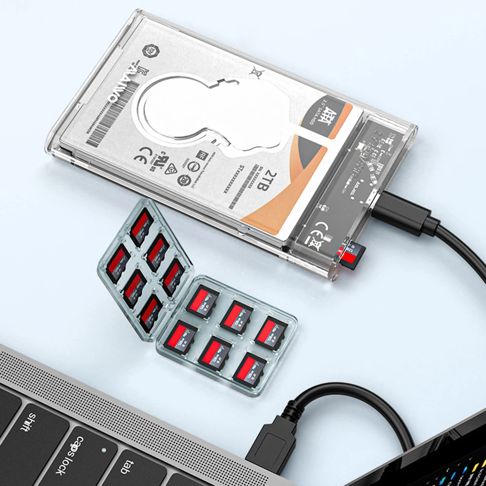 휴대용 솔리드 스테이트 드라이브 박스, USB 3.0 HDD SSD 인클로저, 노트북 태블릿용 투명 모바일 하드 드라이브 케이스, 2.5 인치