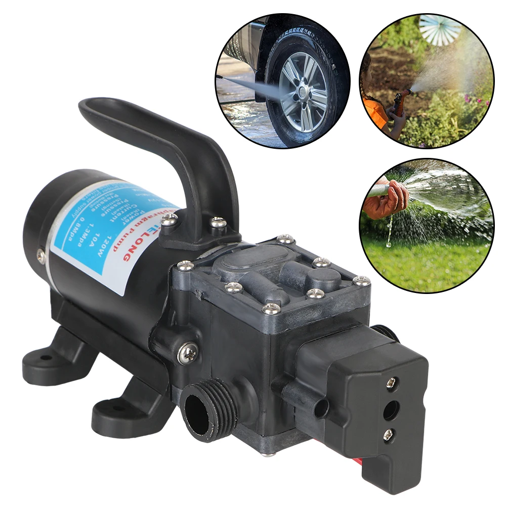 

Мембранный самовсасывающий насос Micro, высокое давление, 8 л/мин, сельскохозяйственный Электрический водяной насос, 12 В постоянного тока, 100 Вт, водяной спрей, автомойка