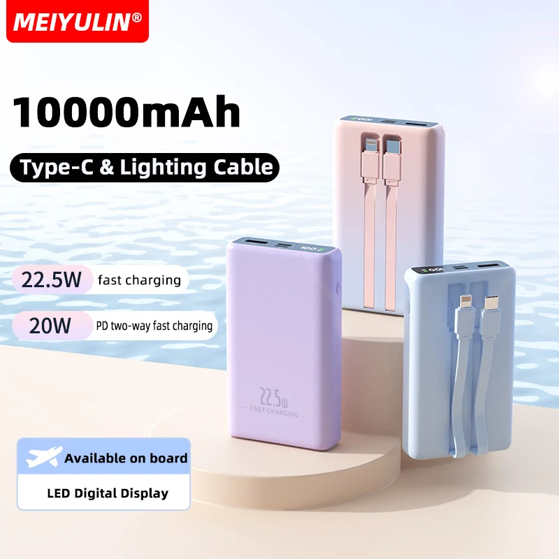 Power Bank di grande capacità da 10000mah con cavo USB C portatile PD 20W batteria esterna a ricarica rapida per iPhone 15 Xiaomi Samsung - Image 6