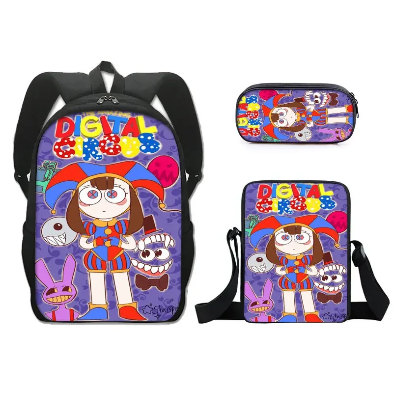 3pcs Children's Backpack And Pen Bag Set, Anime The Amazing Digital Circus Backpack, Travel Backpack School Bags for Girls