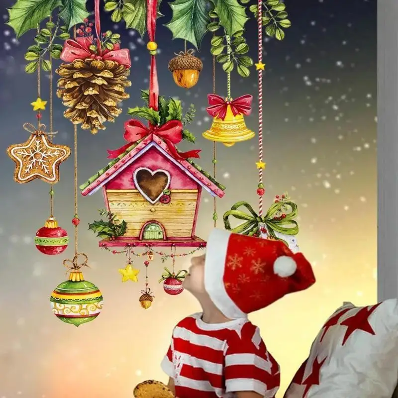 Creative Christmas House Wall Stickers Home Holiday Decorations Christmas Series Self-adhesive Wall Stickers Christmas Stickers