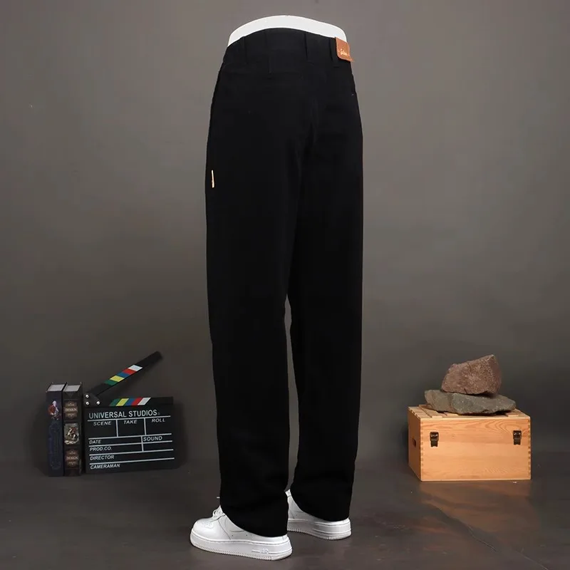 Fashion Streetwear Men Jeans Loose Fit Black Caramel Casual Denim Pants Hombre Vintage Designer Straight Jeans Men Trousers