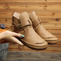 Women's Boots - 2026 New Design  Top-grain Cowhide Women's Ankle Boots - Flat Bottom - Retro and Simple Style  Cowboy 6