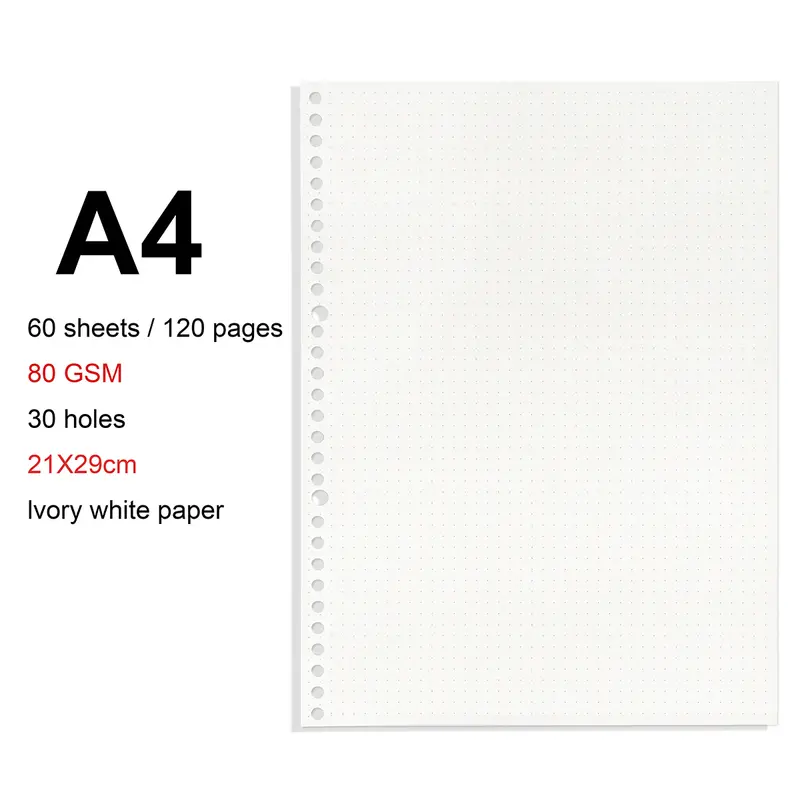 A4/B5/A5 Loose Leaf Refill Binder Notebook Blank/Line/Grid/Cornell Replacable Metal Ring Office&School Supplies Stationery - Image 31