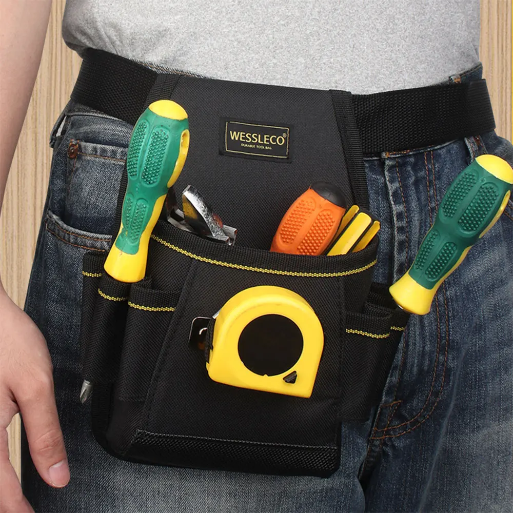 6-Pocket Tool Belt Pouch Thickened Durable High Capacity Waist Bag with Screwdriver Holder Work Pouch for Electrician Technician tool chest on wheels