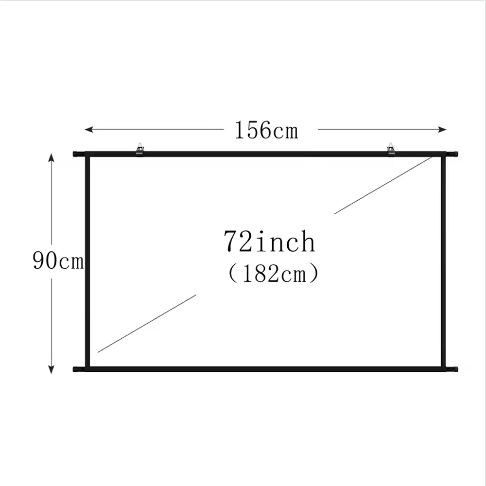 מסך מקרן אנטי-אור מותקן על הקיר XIAOHUI יחס 16:9 לשימוש בחוץ, במשרד או בבית, נייד וניתן לקיפול באיכות גבוהה