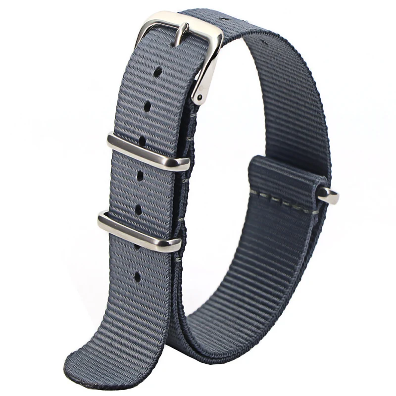 Nylon Army Sports Watch Strap – Black Adjustable Belt with Buckle