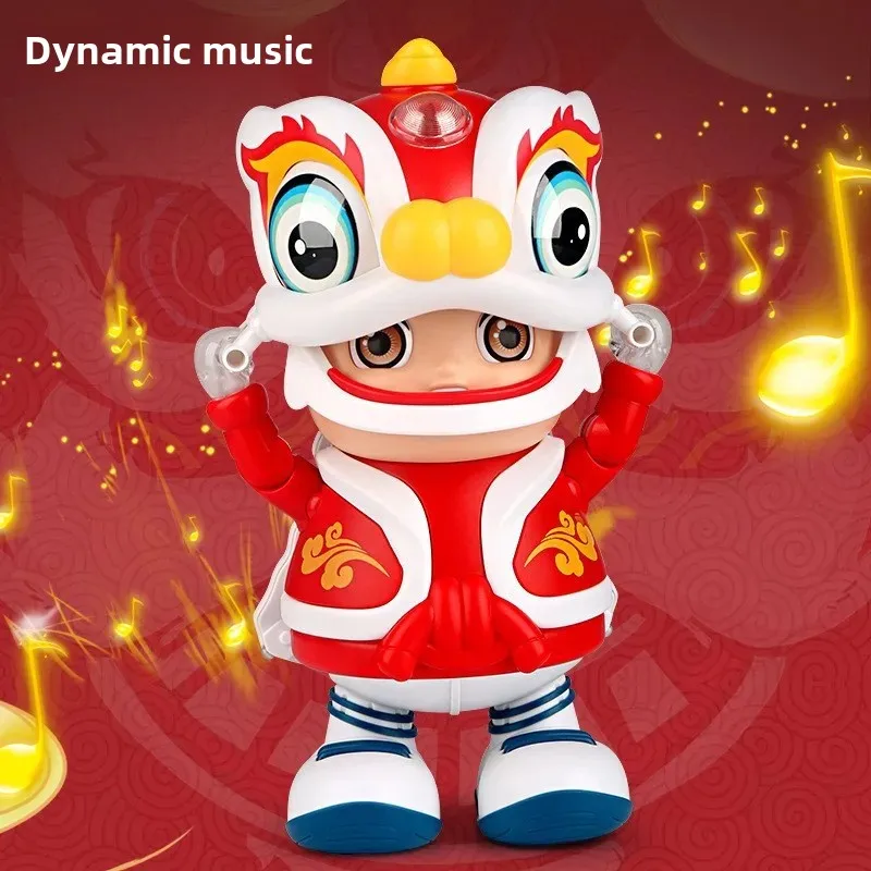 New Year Dragon Year Electric Dance Lion Robot Toy Music Light Trendy Swing Dance Lion For Boys Electric Plush Toys