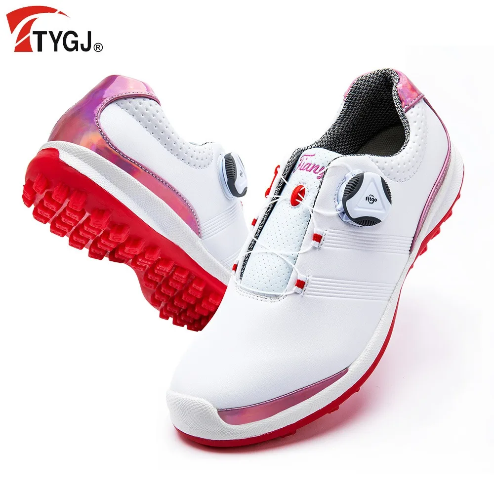 TTYGJ Golf Shoes Women's Waterproof Sports Shoes Women Anti Slip Walking Shoes Ladies Waterproof Golf Sneakers Knob Buckle