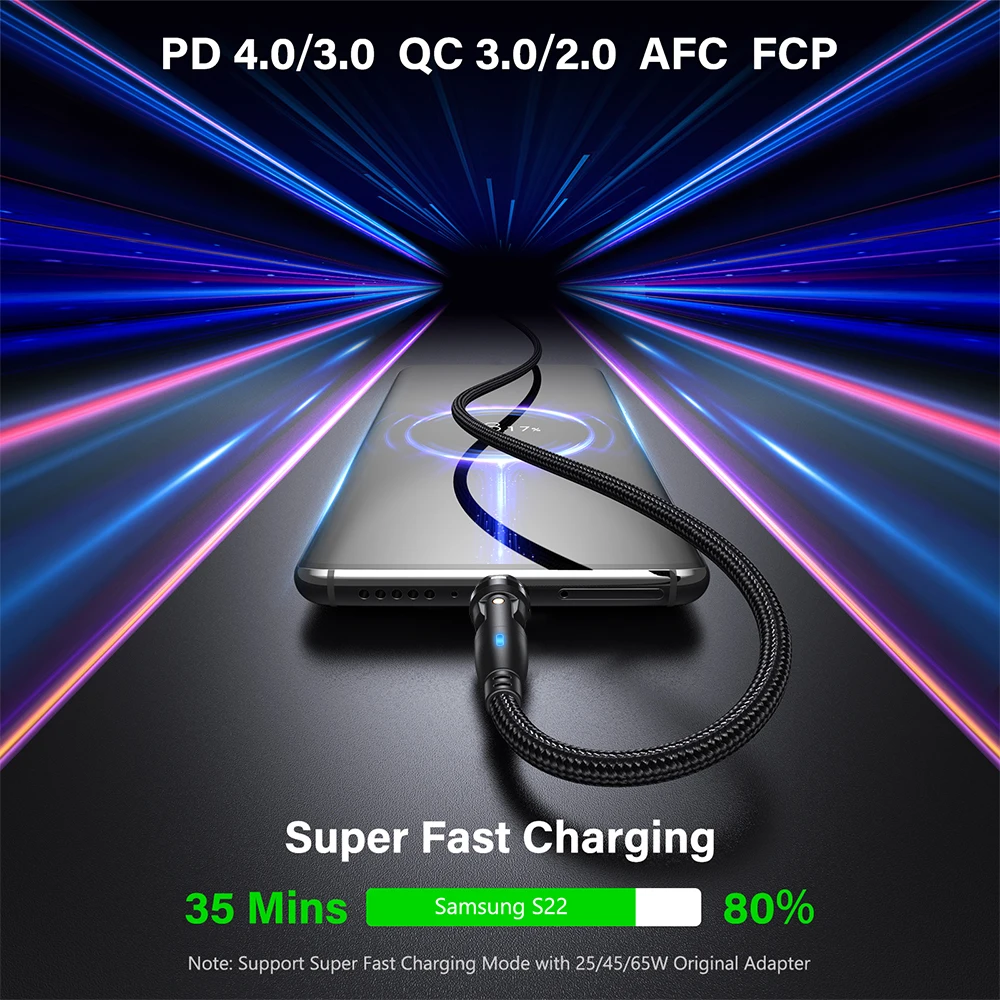 รูปสินค้า สายชาร์จ USB-C 5A ชาร์จเร็ว รองรับ iPhone Samsung Xiaomi