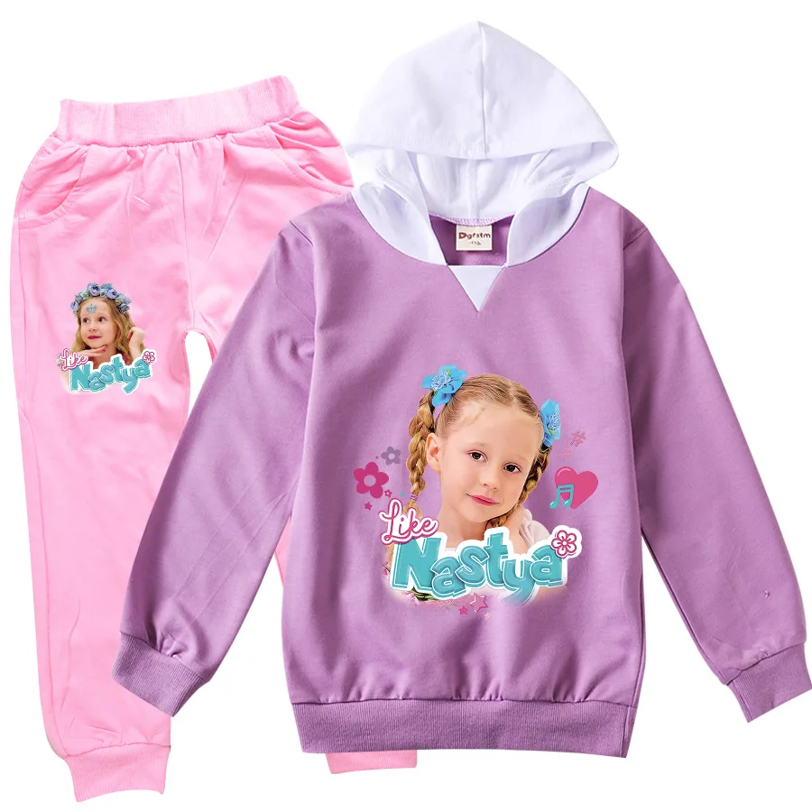 

Like Nastya Show Clothes Kids Cartoon Tracksuit Baby Girls Hooded Sweatshirt Jogging Pants 2pcs Set Boys Outfits Children's Sets