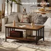 Coffee Table for Living Room, Farmhouse Living Room Tables with Slatted Sides Frame for Home Office, Apartment,Coffee Tables 4