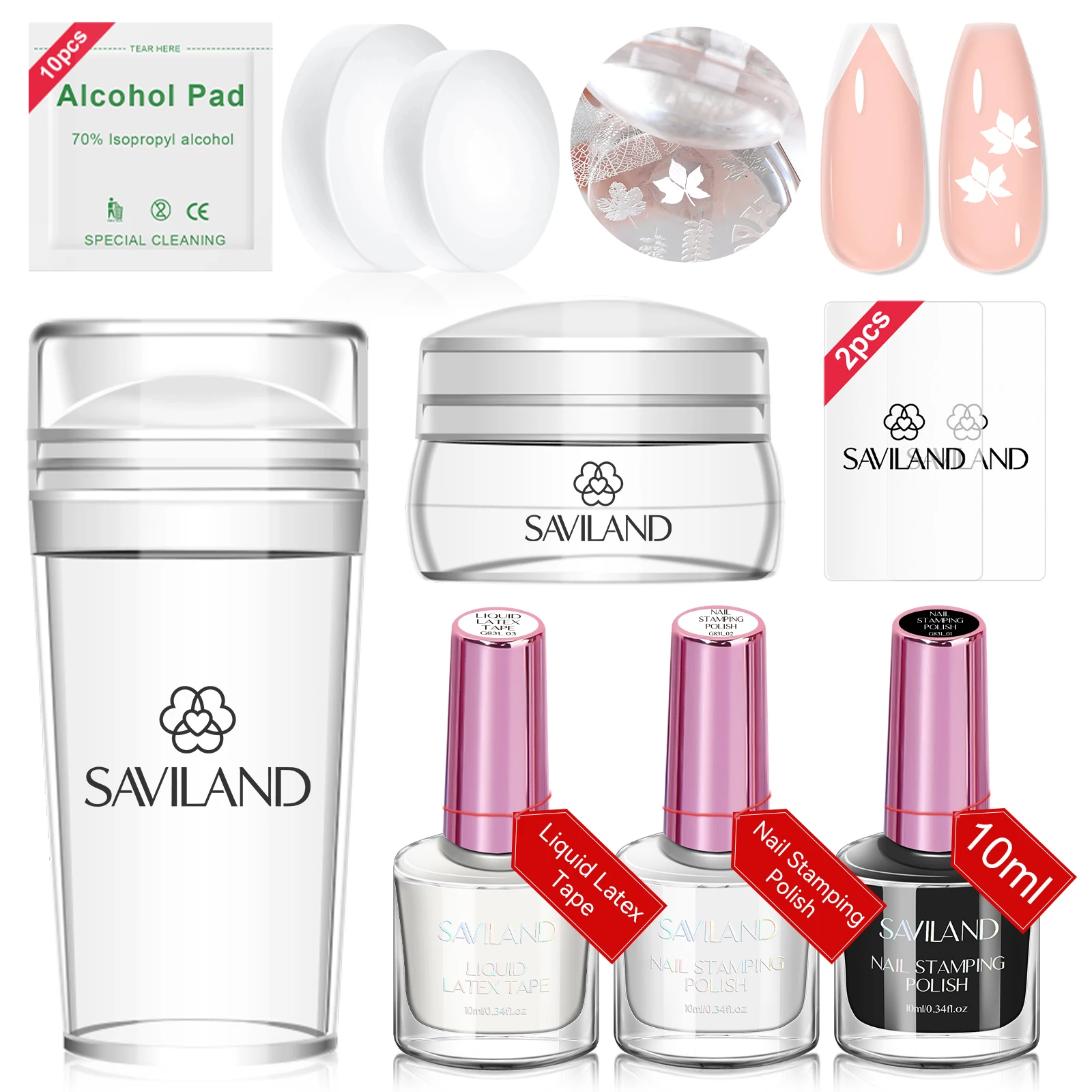 Saviland Silicone Nail Art Stamping Kit French Manicure