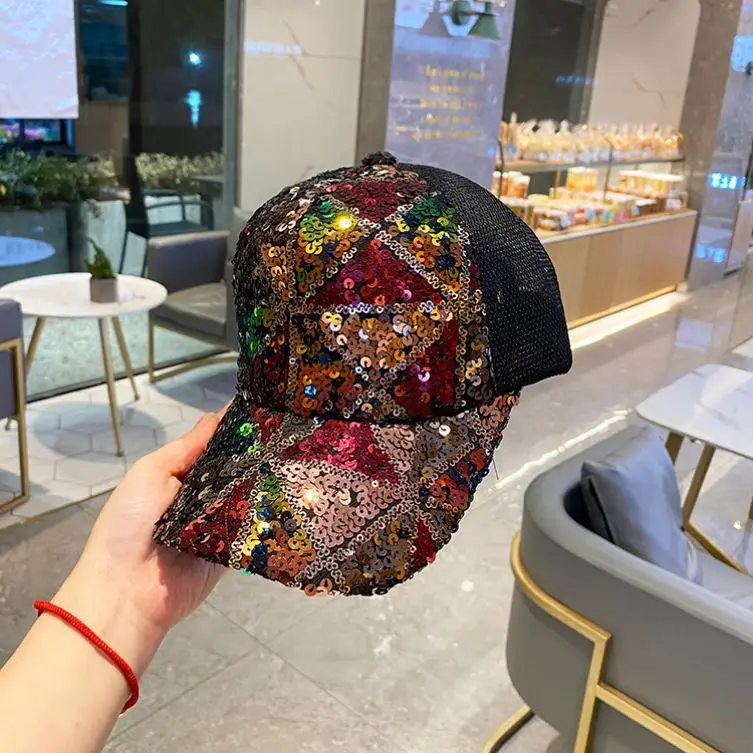 Hat Men Women Colored Sequins Duck Tongue Caps Summer Breathable Mesh Baseball Cap Outings Strolling Sun Hats Free Shipping