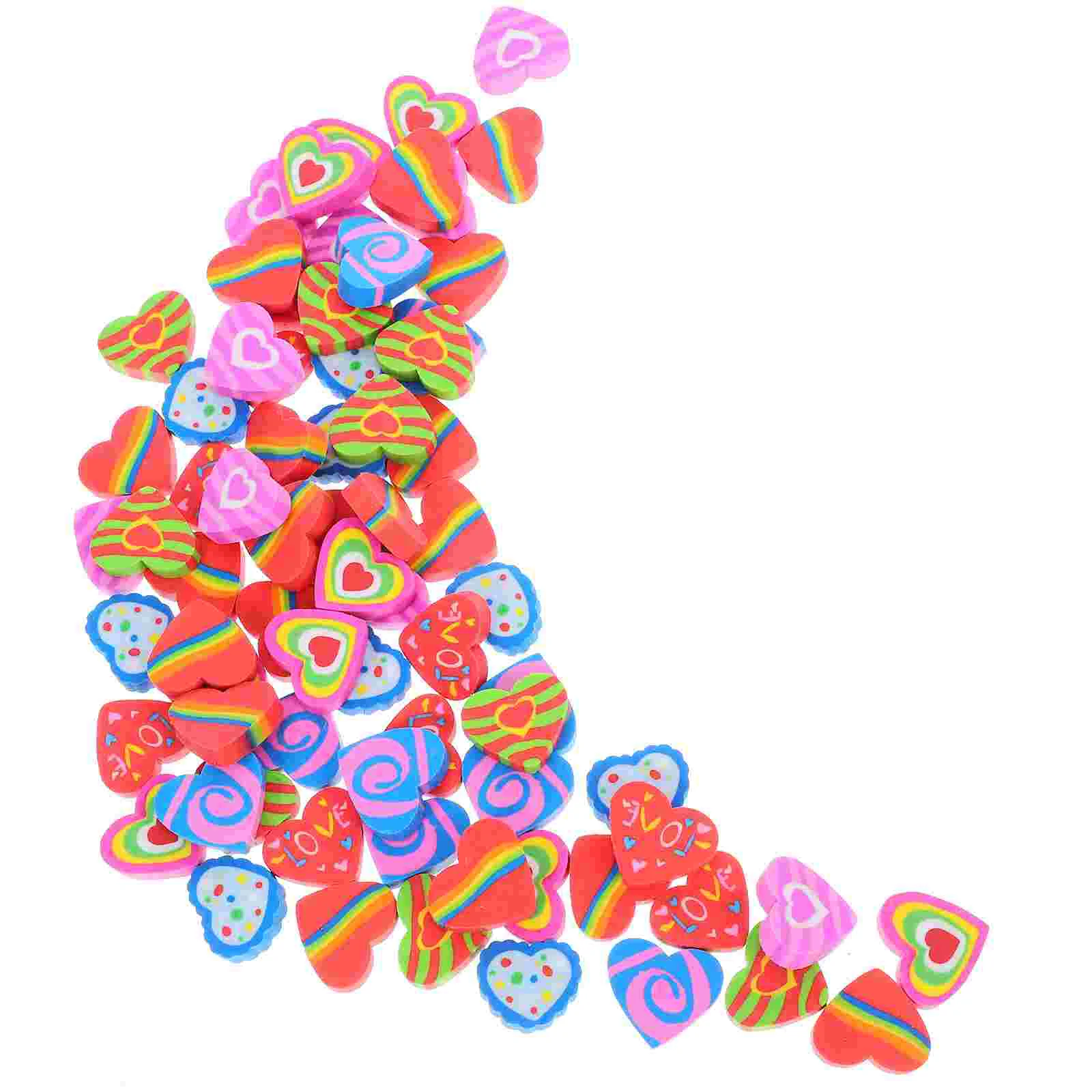 

70 Pcs Colorful Heart Eraser Erasers for Drawing Lead Pencils Cartoon Adorable Cute Delicate Shaped Mini