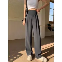 Summer Thin Design Maternity Belly Trousers Office Lady Elegant Suits Pants Plus Size Pregnant Women's Wide Legs Long Trousers 1