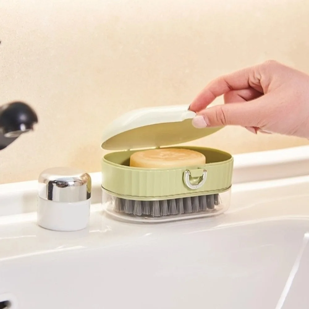2PCS Creative Plastic 2 in 1 Soap Box Drainable Multi-functional Soap Holder with Brush Soap Storage Rack Kitchen