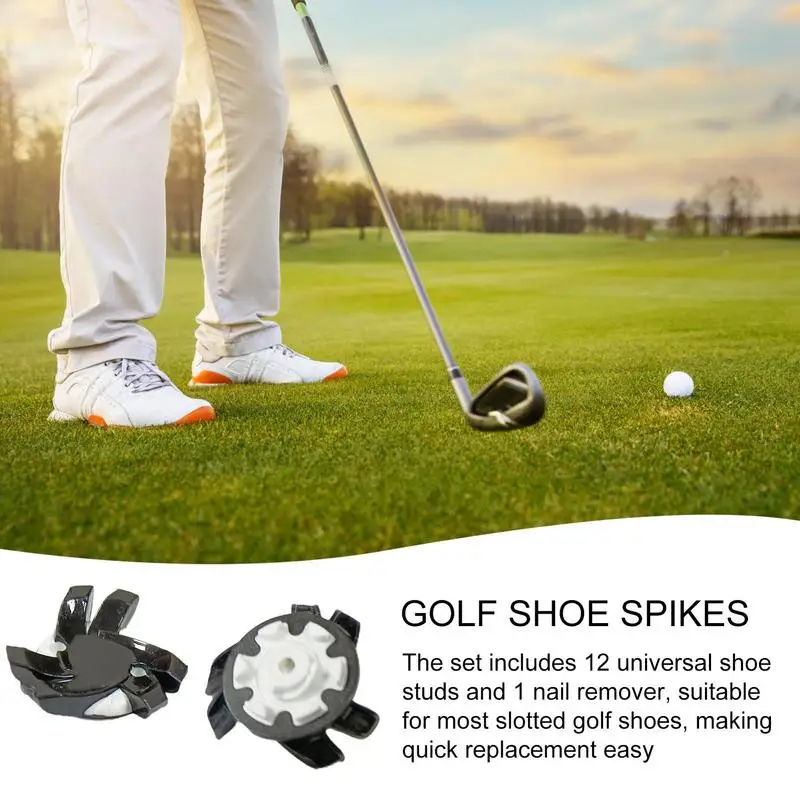 Spikes For Golf Shoes 12 Pieces Anti Slip Golf Shoe Spikes Golf Cleat Quick Twist Golf Spikes Golf Cleats Portable Wrench Screw