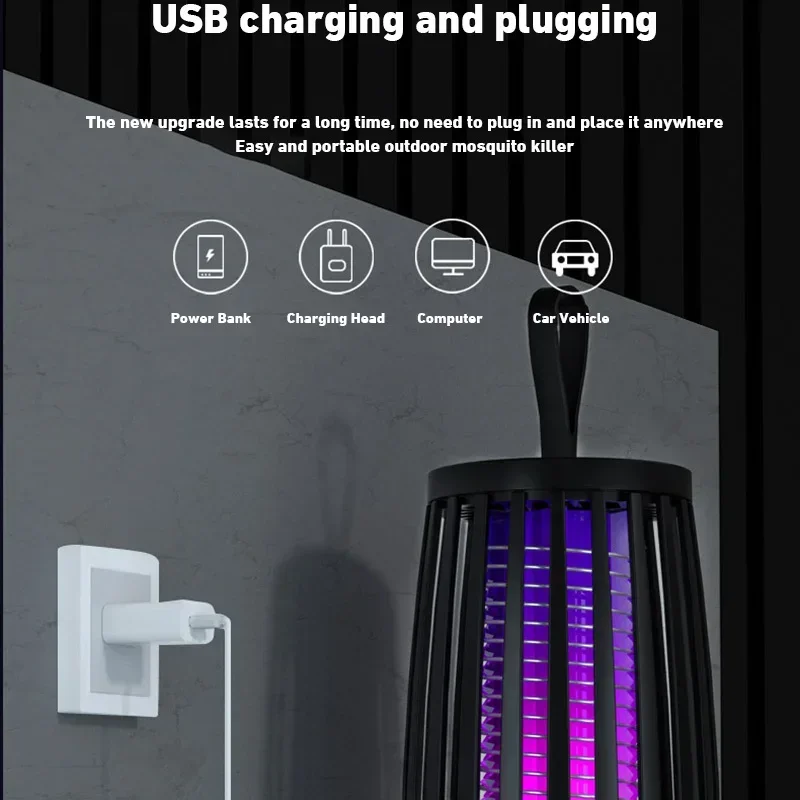 2025 USB 충전식 파리잡이 전기 모기 킬러 램프 무소음 해충 퇴치기 실내외용 모기 퇴치기