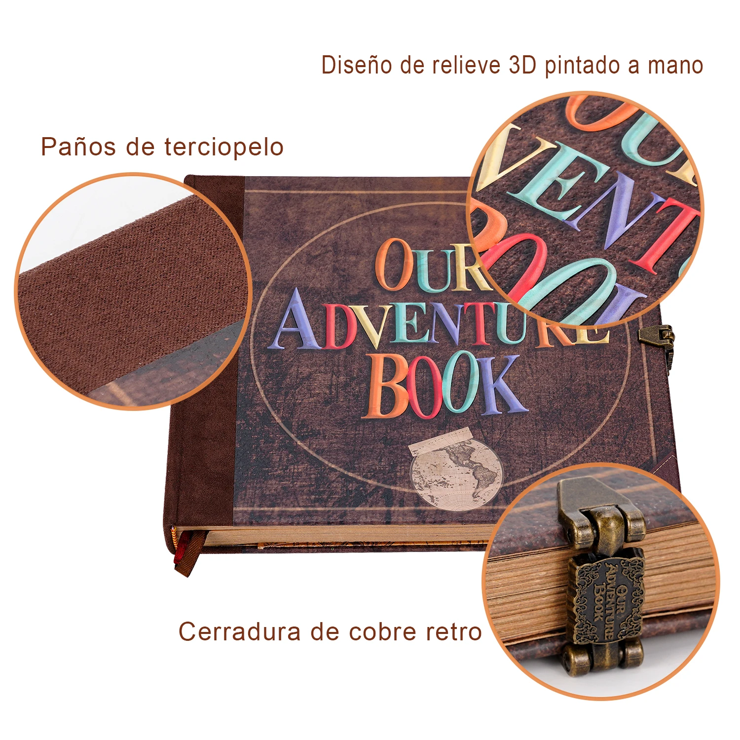 Unser Abenteuer-Buch DIY Vintage-Album 180 Seiten mit Aufklebern Perfektes Geschenk für Flitterwochen Geburtstag Jahrestag – Detail 8