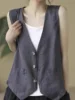 Retro Artistic Single-Button Vest Women's Summer Faion Outerwear Slimming Versatile  Color Vest Jaet Casual Sle