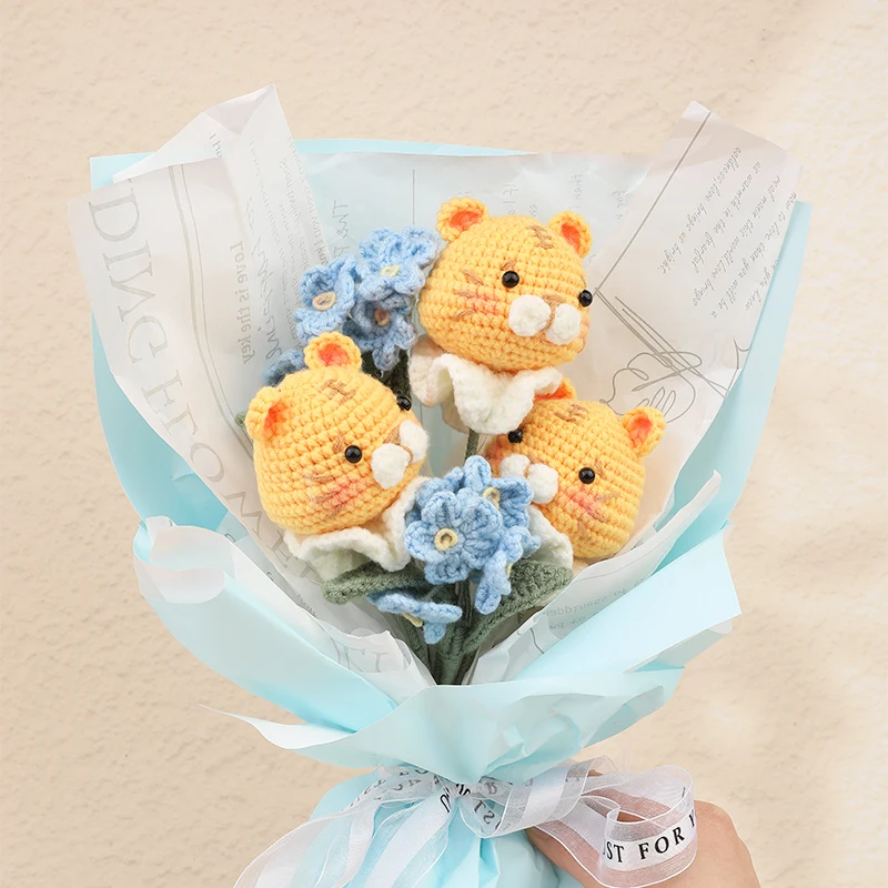 Crochet Knitting Animal Or Flower Bouquets Kit With Cotton Yarn Thread Instructions DIY Accessories crochet kit knitting supplies knitting material