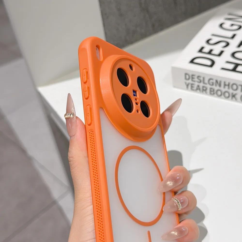 Luxury Clear Frosted Phone Case with Mesh Heat Dissipation and Wireless Charging Capabilities