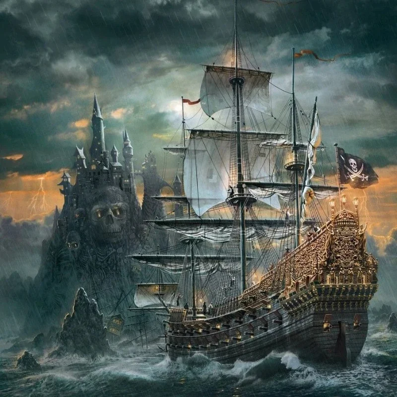 75*50cm Adult 1000pcs Paper Jigsaw Puzzle Pirate Ship Paintings Stress Reducing Difficulty Kids Educational Toys Christmas Gift 2