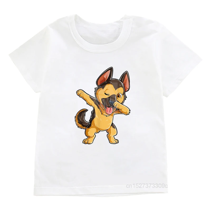 

Funny Dabbing German Shepherd T Shirt Dab Dance Dog Lover Gift Tops Boys Girls Short Sleeve T-shirt Children Clothing Tee