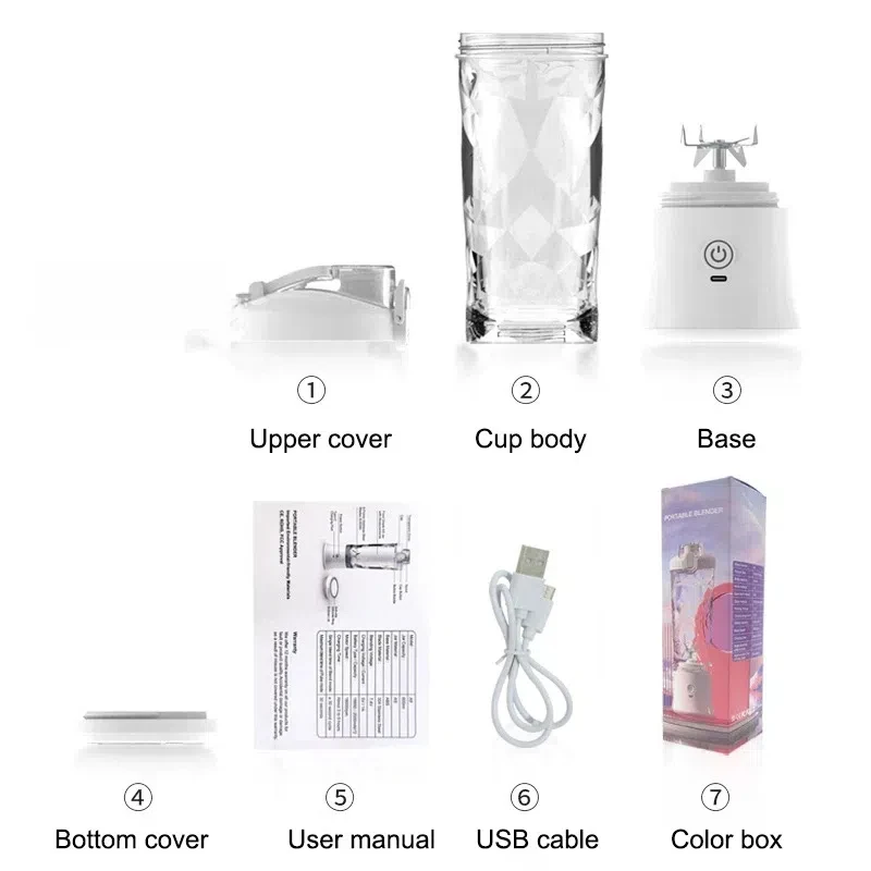 New 600ML Portable Electric Juice Cup 10-Blades Atmosphere Light Design Powerful Motor Fast Stirring Indoor Outdoor USB Juicer 6