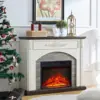44Inch Electric Fireplace with Mantel, Fireplace Mantel with Stacked Stone Surround 1